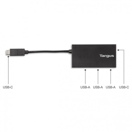 Targus USB-C Hub to 3xUSB-A/1xUSB-C/Black/PD pass through