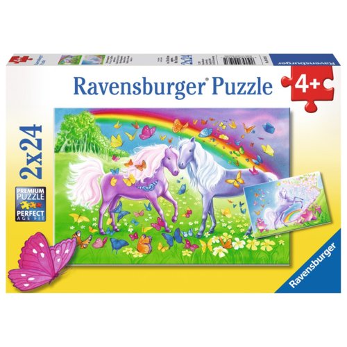 Puzzle Ravensburger 2x24 el Konie z tęczą 91935