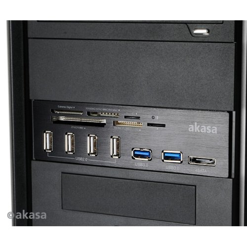 Akasa CZYTNIK KART & USB HUB AK-HC-05U3BK 5.25 PC bay