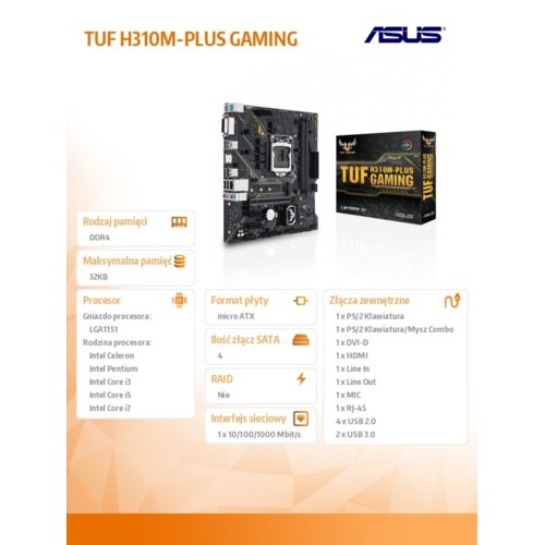Asus TUF H310M-PLUS GAMING 2DDR4 HDMI/DVI/M.2 uATX