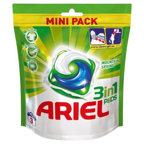 Ariel 3in1 Pods Mountain Spring kapsułki do białego 3 szt
