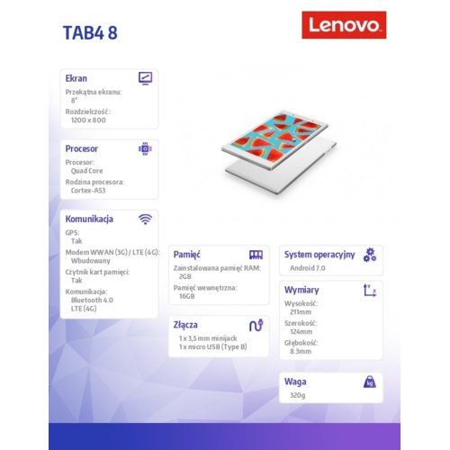 Lenovo TAB4 8 (TB-8504X) (ZA2D0009PL) polarna biel