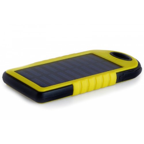 SUNEN PowerNeed - Powerbank 5000mAh  z panelem solarnym 1.2W, USB 5V, 1A, Li-Poly, LED, żółty