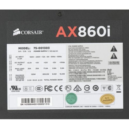 Corsair Professional Platinum Series AX860i 80+ Platinum Fully Modular
