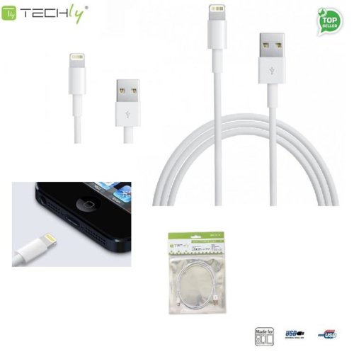 Kabel Techly USB Lightning 8-pinowy, iPhone/iPod/iPad 1m, biały