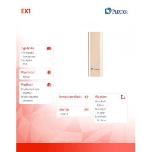 Plextor EX1 Portable SSD 128 GB  EX1-128