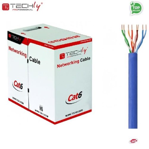 Kabel instalacyjny TechlyPro skrętka Cat6 UTP 4x2 drut CCA 305m, niebieska ITP6-CCA-305-BL 
