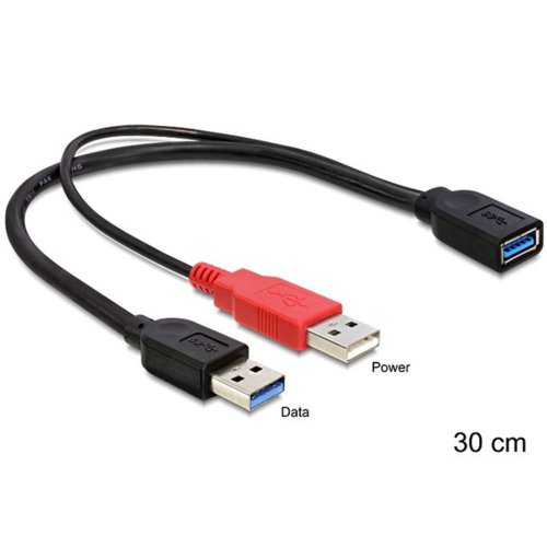 Delock Kabel USB 3.0 AMx2->AF 30cm