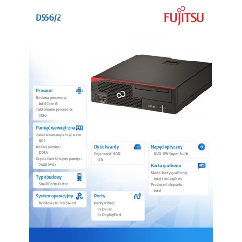 Fujitsu Esprimo D556/2 W10P i5-7400/8GB/1TB/i5-7400 VFY:D5562P45HOPL