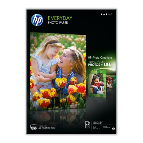 Papier fotograficzny HP Everyday, błyszczący – 25 arkuszy/A4/210 x 297 mm Q5451A