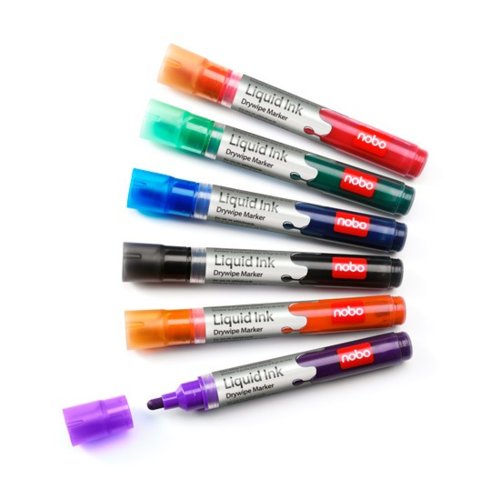 Nobo Markery Liquid Ink, różne kolory; zestaw 6 sztuk