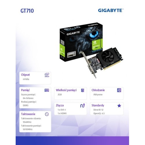 Gigabyte GT710 2GB DDR5 64BIT DVI/HDMI/Low Profile