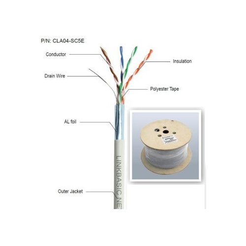 Linkbasic Kabel instalacyjny skrętka FTP kat. 5e, drut 305m,     100% mied, szpula