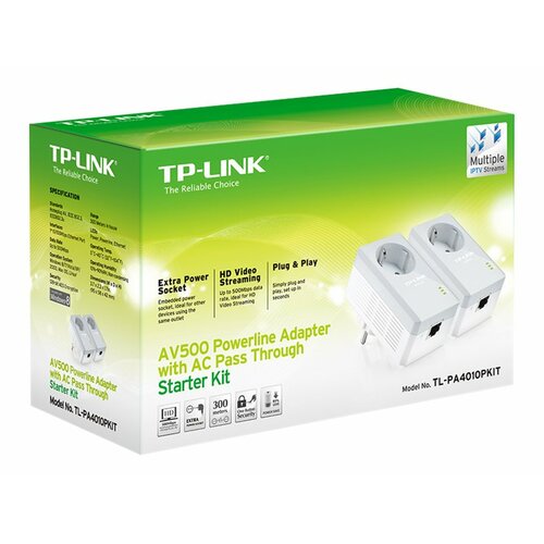TP-LINK PA4010PKIT Powe Line 500Mbps 1x10/100 Compact Size