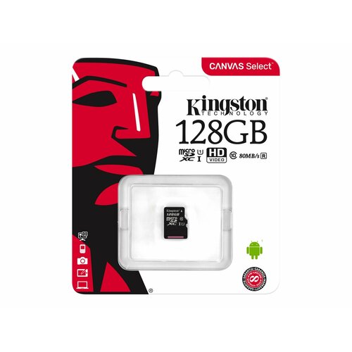 Kingston Moduł pamięci 128GB microSDXC Canvas Select 80R CL10