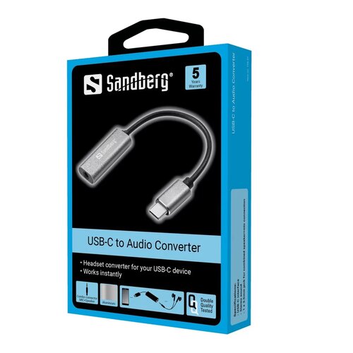 Kabel Sandberg USB-C Audio Adapter szary