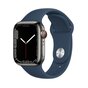 Apple Watch Series 7 GPS + Cellular, 41mm Graphite Stainless Steel Case with Abyss Blue Sport Band - Regular