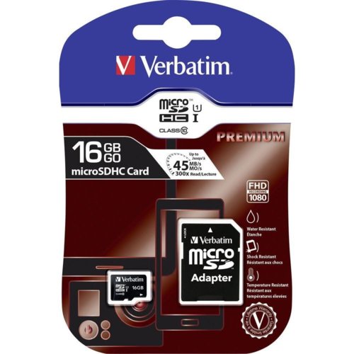 Verbatim Micro SDHC 16GB Class10 UHS-I + Adapter