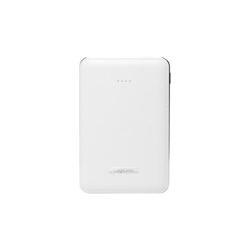 LogiLink Mobilny power-bank 5000 mAh, biały, skórzana tekstura