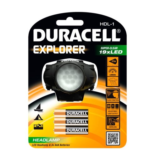 Duracell Latarka LED EXPLORER HDL-1, czołówka 4 tryby świetlne +3x AAA
