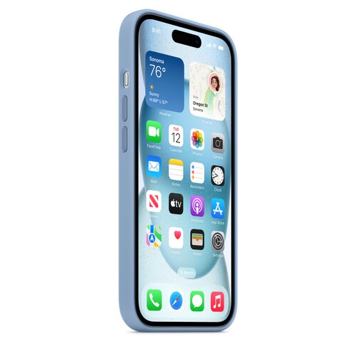 Etui Apple silikonowe z MagSafe do iPhone 15 zimowy błękit