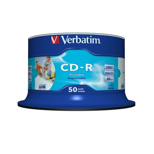 Verbatim CD-R 52x 700MB 50P CB Printable   43438