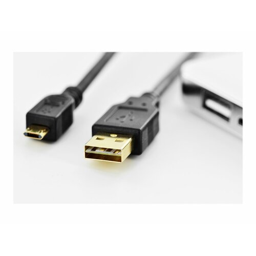 ASSMANN Kabel połączeniowy USB 2.0 HighSpeed dwustronny Typ USB A/ micro USB B M/M czarny 1,8m