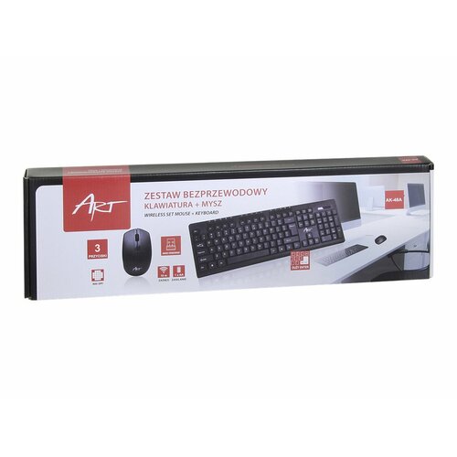 ART Zestaw bezprzewodowy klawiatura + mysz AK-48A USB