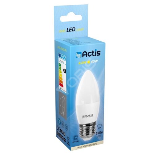 Actis żarówka LED SMD ACS-DS2027C (świeczka 510lm 6,5W E27 ciepła biel)