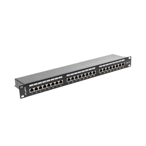 LANBERG Patch Panel 24 Port 1U Kat.5E czarny ekranowany