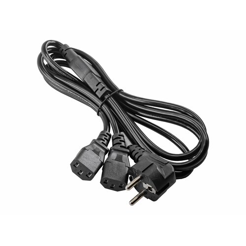 Kabel zasilający Akyga AK-PC-04A CEE 7/7 2xC13 250V/50Hz 1,8m czarny