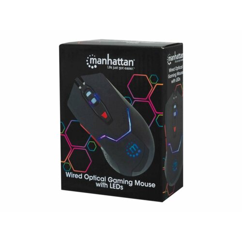 Mysz Optyczna Gamingowa Manhattan USB 2400dpi z Podświetlaniem LED