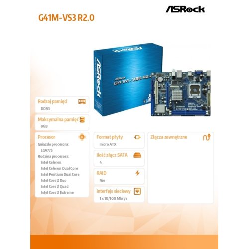 ASRock G41M-VS3 s775 G41 2DDR3 LAN/6CH/DSUB uATX