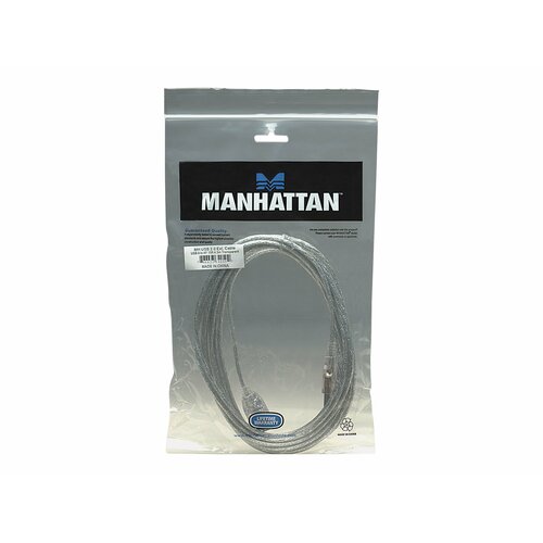 Kabel USB Manhattan przedłużacz USB 2.0 A-A M/F 4,5m, srebrny