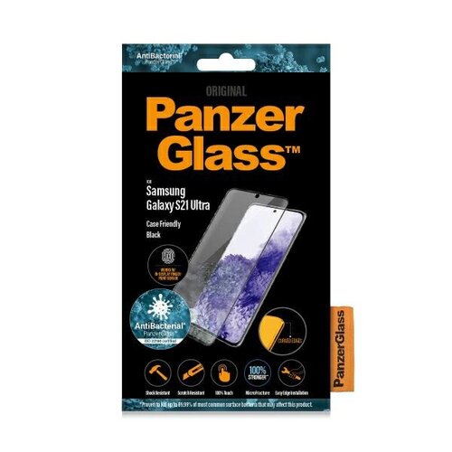 Szkło hartowane PanzerGlass E2E Microfracture do Samsung S21 Ultra G998 Case Friendly Finger Print AntiBacterial czarny