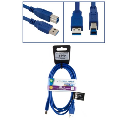Kabel USB 3.0 do Drukarki/Skanera A-B M/M 1,8m ESPERANZA