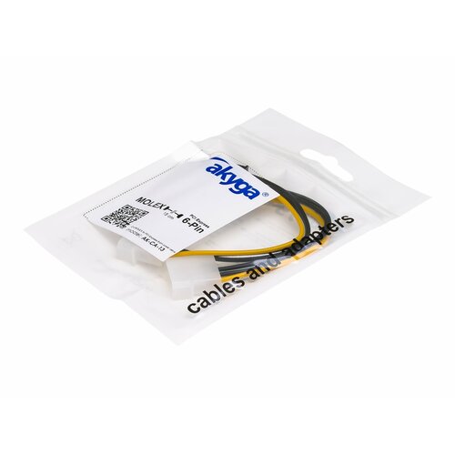 Kabel zasilający Akyga AK-CA-13 ( 2X MOLEX / PCI-E 6-pin F-M PVC 0,15m czarno-żółty )