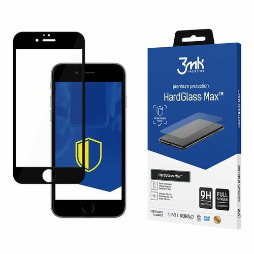 3MK HardGlass MAX iPhone 6/6S czarny szkło hartowane fullscreen  9h