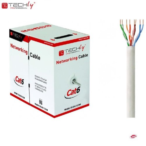 Kabel instalacyjny TechlyPro skrętka Cat6 UTP 4x2 linka CCA 305m, szary ITP9-FLU-0305 