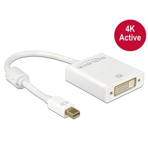 Adapter mini Displayport M-> DVI-D F 4k aktywny biały Delock