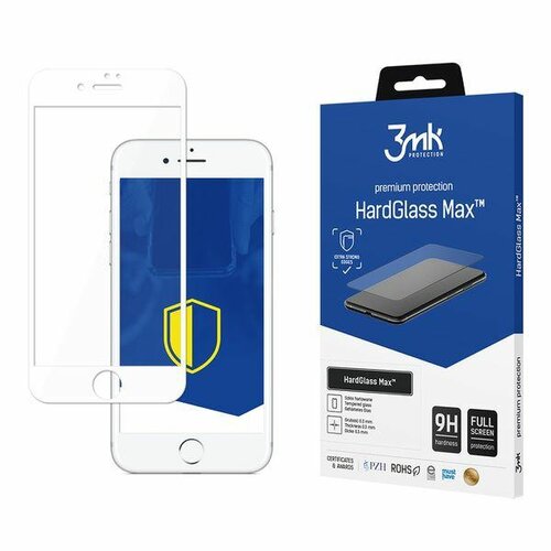 3MK HardGlass MAX iPhone 7 Plus biały szkło hartowane fullscreen 9h