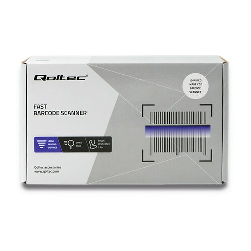 Czytnik kodów kreskowych Qoltec | 1D | CCD | USB