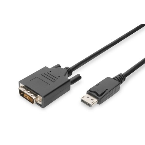 ASSMANN Kabel adapter Displayport 1.1a z zatrzaskiem Typ DP/DVI-D (24+1) M/M czarny 2m