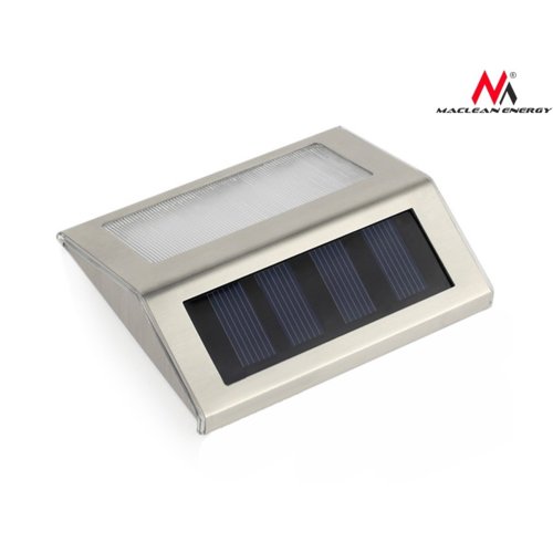 Maclean Lampa solarna 2LED na ogrodzenie, schody MCE119 Energy Inox