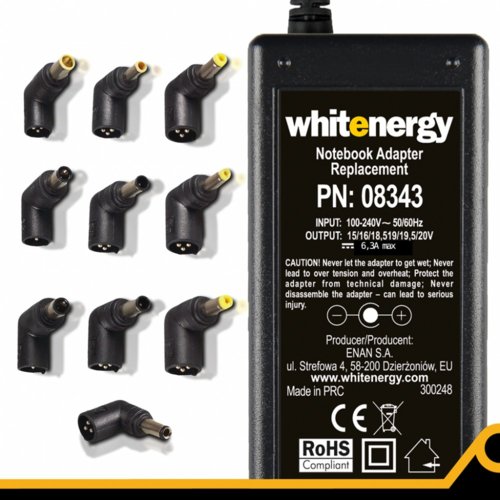 Whitenergy Zasilacz PowerSupAC|stand.10plugs|90W|230V|15-20V