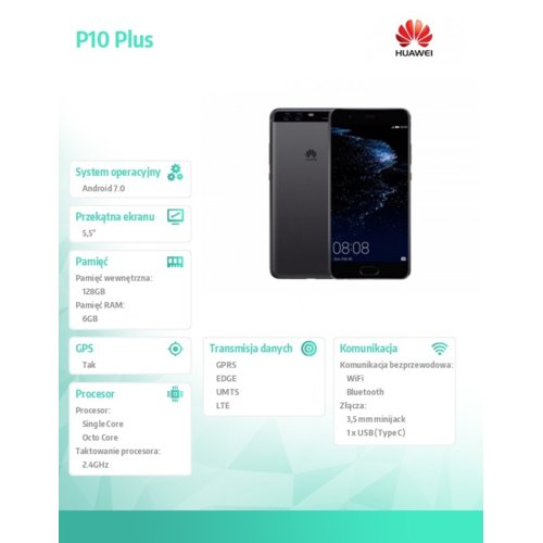 Huawei P10 Plus DUAL SIM Czarny 6/128GB
