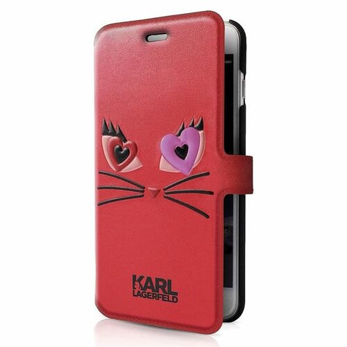 Karl Lagerfeld Etui book iPhone 7 KLFLBKP7CL2RE czerwony CHOUPETTE IN LOVE
