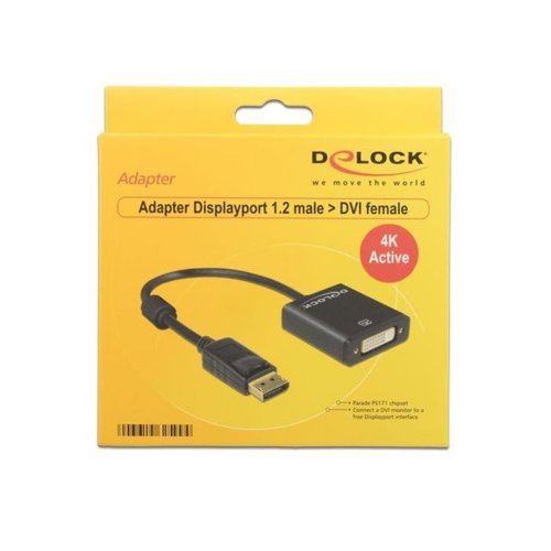 Adapter Delock displayport 1.2->DVI(F)(24+5)4K aktywny black 
