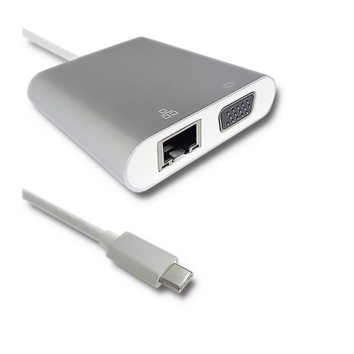 Qoltec Adapter USB 3.1 typC /  VGA żeński | USB 3.0 żeński | RJ45 | PD