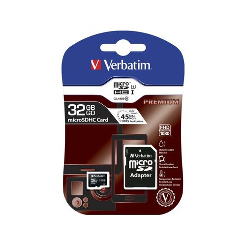 Verbatim Micro SDHC 32GB Class10 UHS-I + Adapter